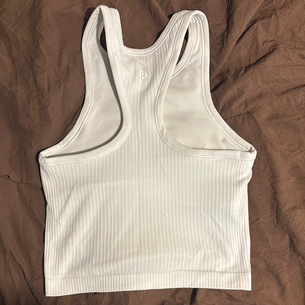White Ribbed Tank Top